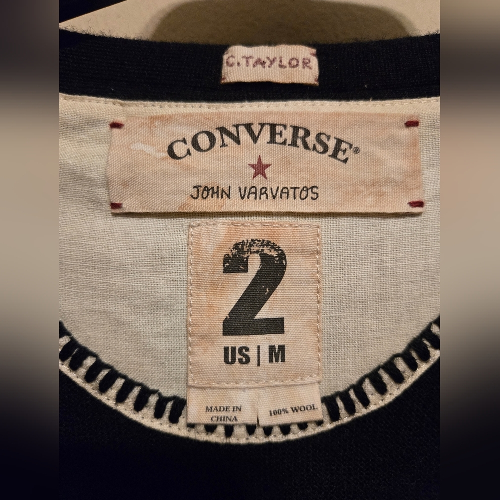Converse John Varvatos One Star Black Wool Cardigan Mens  Size 2 Medium  Used - Picture 8 of 16